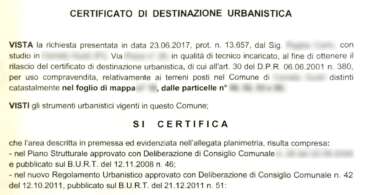Certificato di Destinazione Urbanistica di terreni e immobili