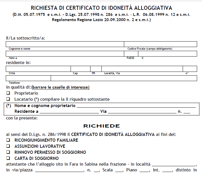 Pratiche di Idoneità alloggiativa degli immobili